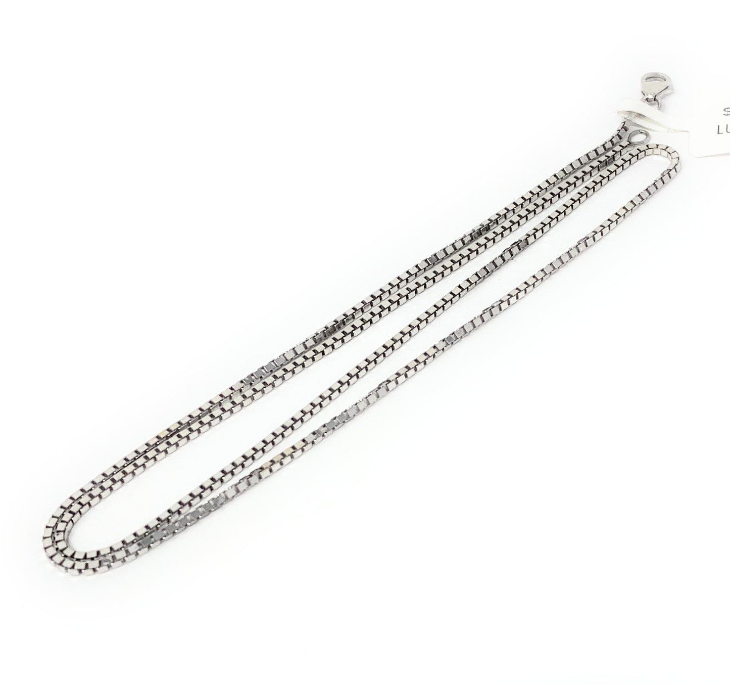 14k White Gold Box Necklace 5.5g