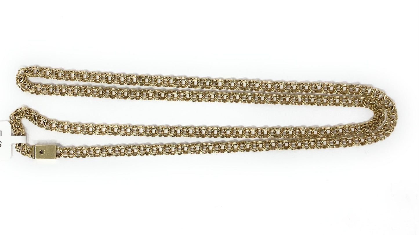 10k Double Link Round Curb Necklace 24in