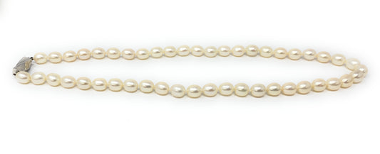 Tiffany & Co. Cream Pearl Beaded String & 925 Sterling Clasp Necklace 16"
