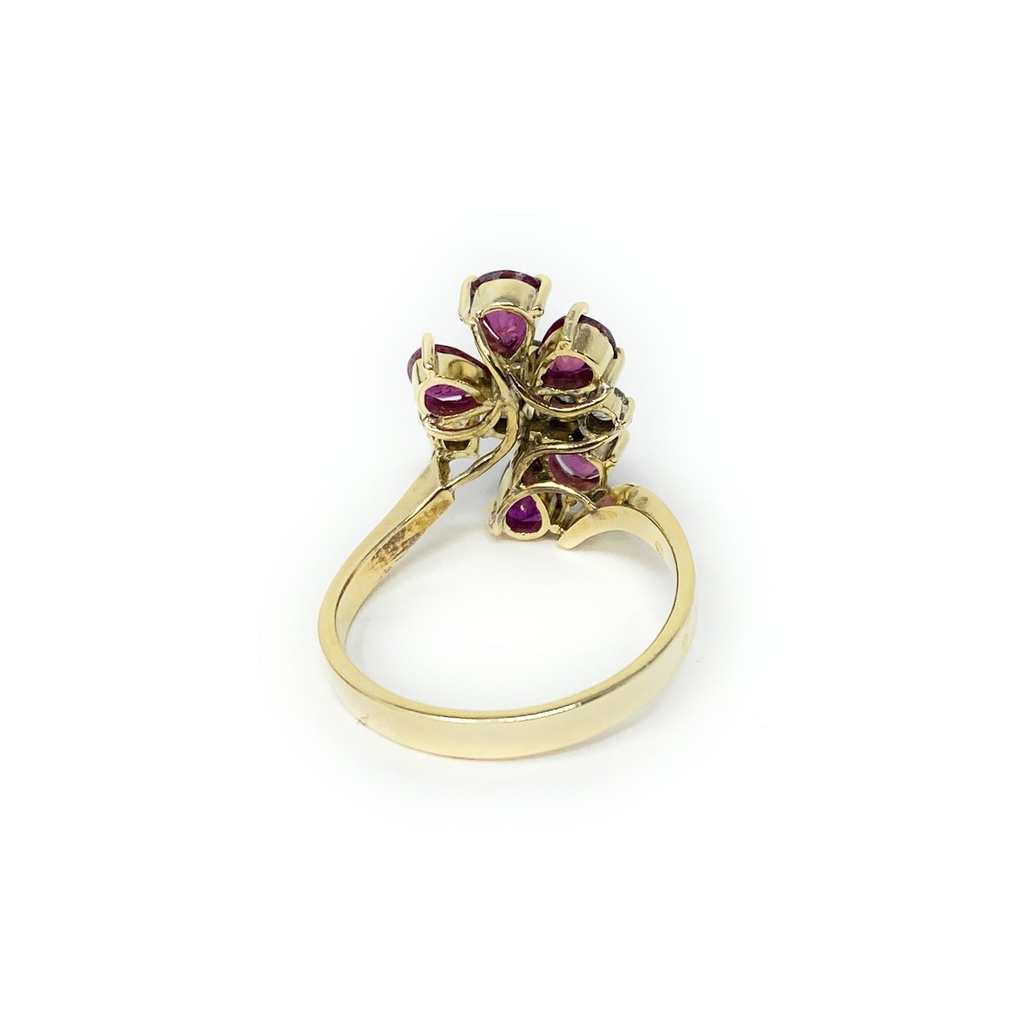 18k Ruby Diamond Flower Ring .50pt tw 5g