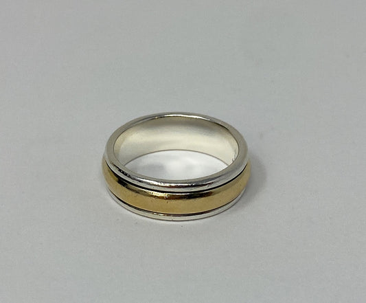 James Avery Two Tone 925 & 14K Comfort Wedding Band Size 7.5