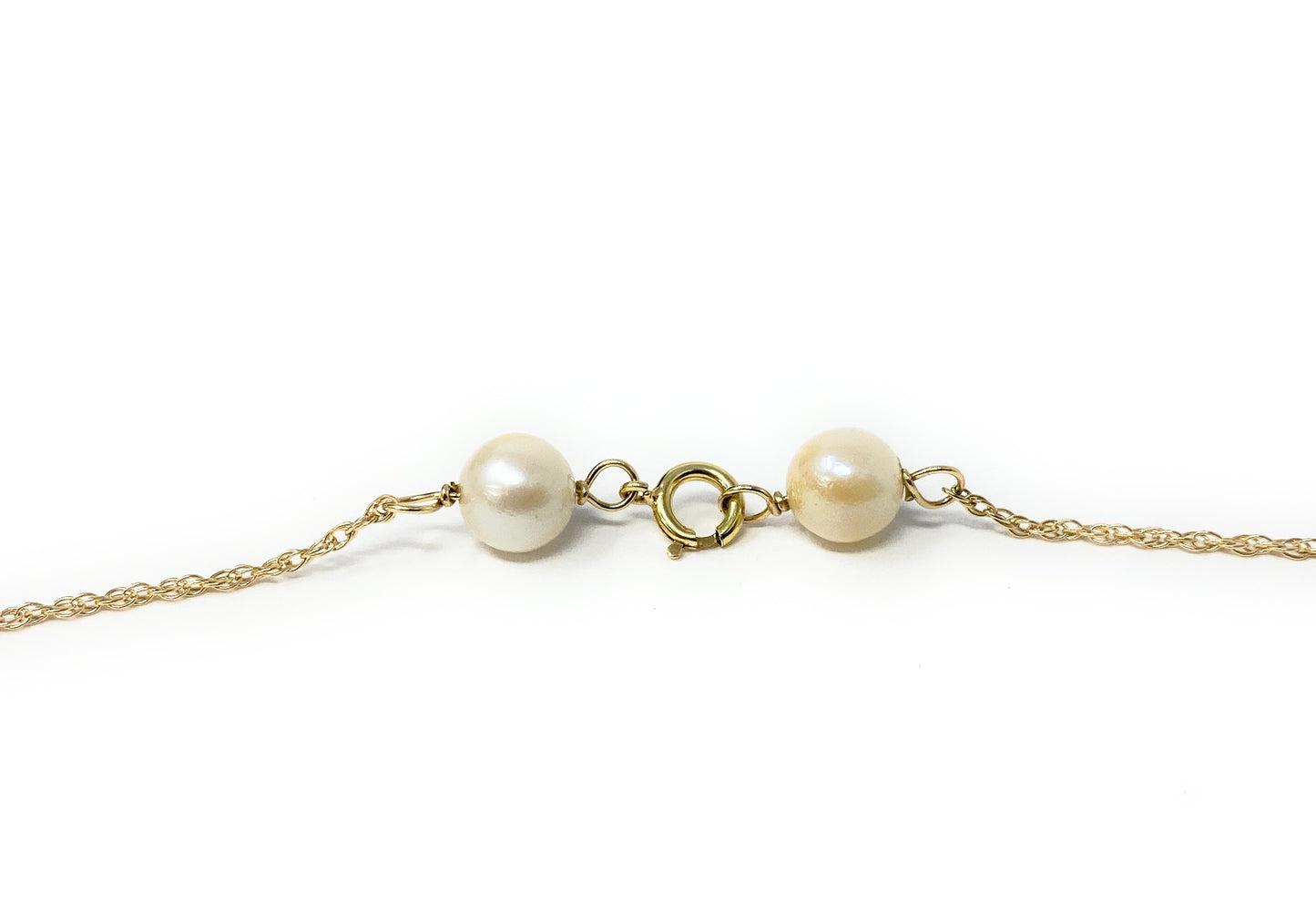 14k Yellow Gold Necklace w/Pearls 14" 4.8g