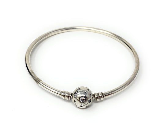 Pandora CZ Stars and Galaxy Charm Bangle Bracelet Size 7 1/4