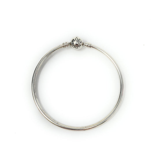 Pandora Sterling Silver Plain Charm Bangle Bracelet Size 7 1/4