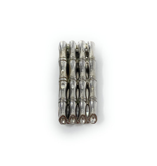 Christian Dior Sterling Silver Bamboo Reed Motif Money Clip Vintage 24.6g