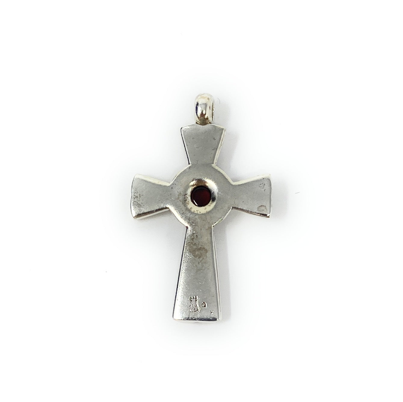 James Avery Retired Double Banded "Rays Of Hope" Garnet Cross Pendant 8.4g