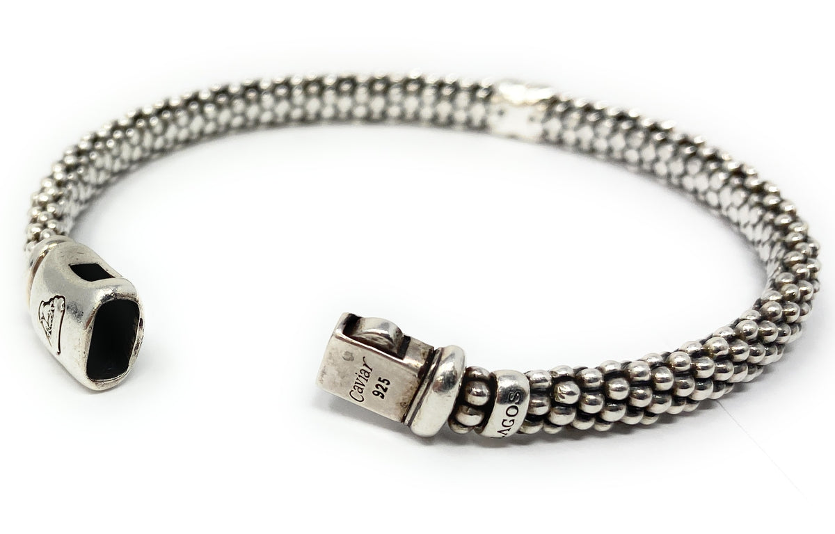 Lagos Caviar Embrace Single Station X Silver Diamond Bracelet