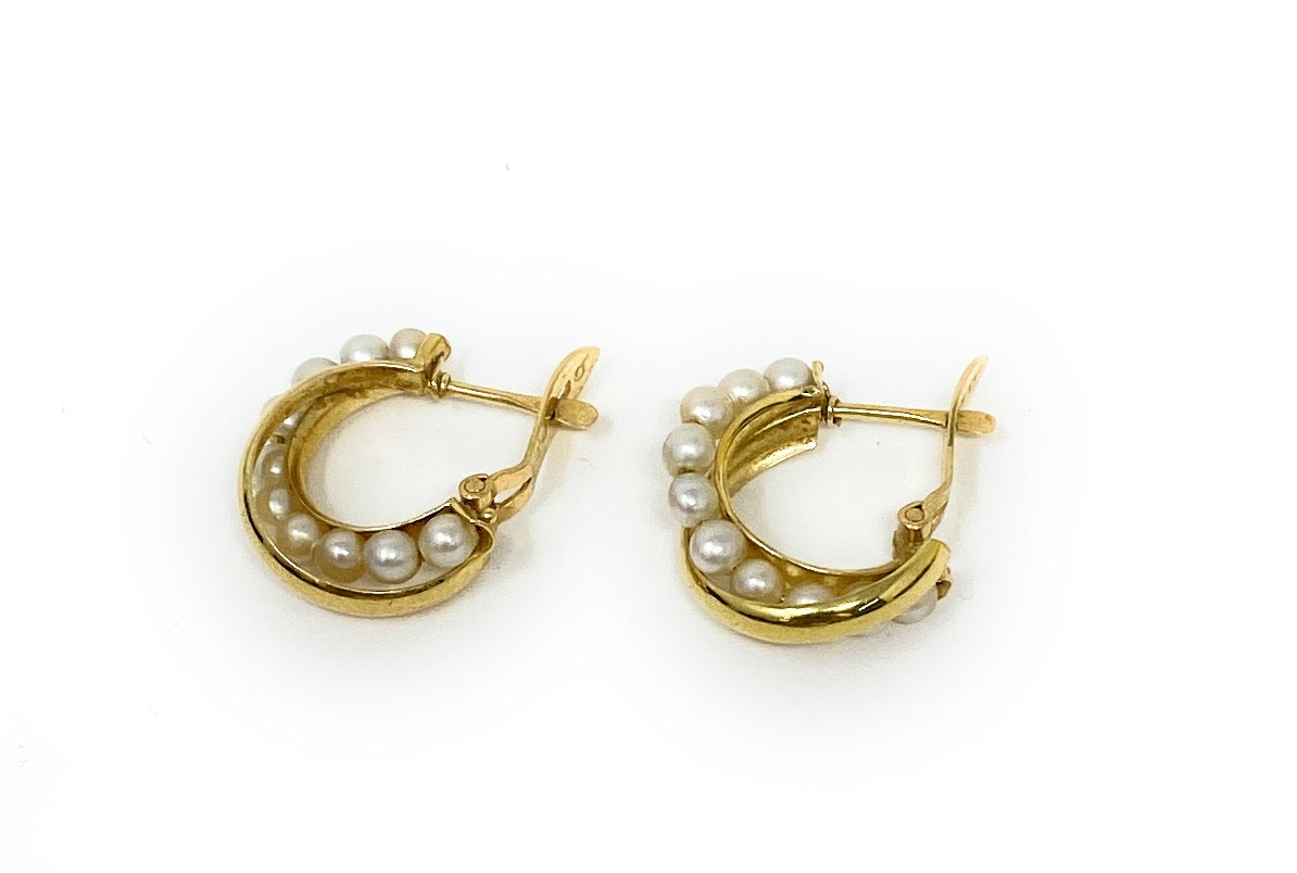 18k Beaded Pearls Earrings 2.4g