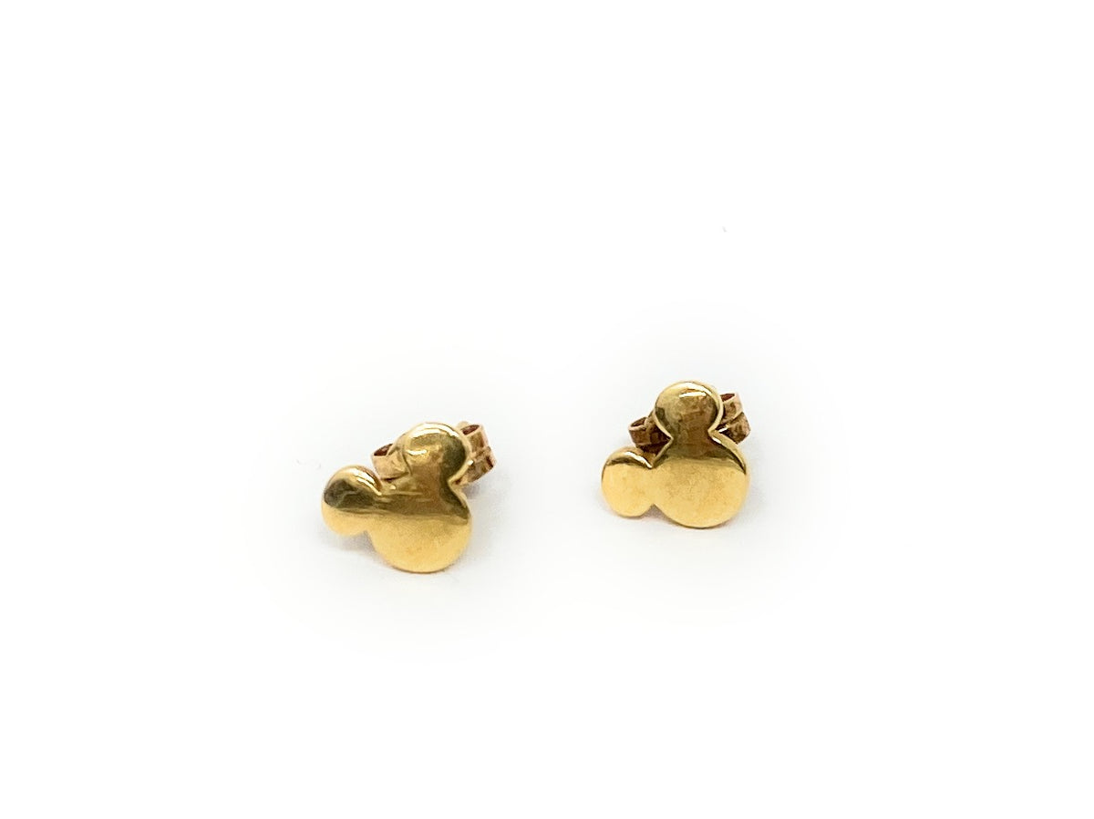 18k Dainty Mickey Earring Studs .8g