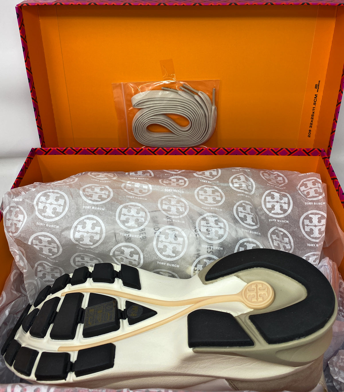 Tory Burch T Monogram Good Luck Trainer Sneaker Ivory Suede & White Size 8.5