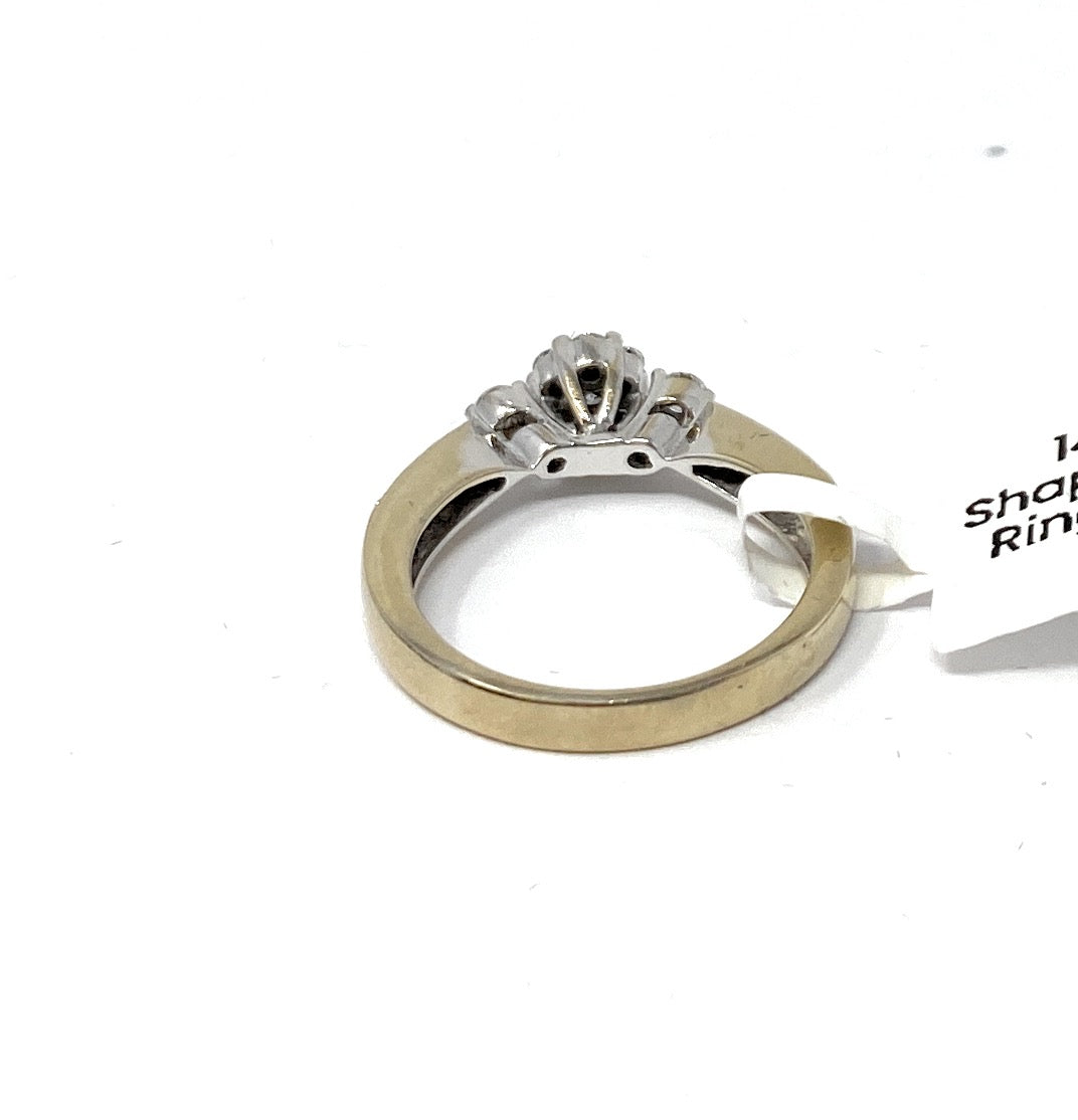 14k Flower Shape Diamond Ring I2 Color F .50tcw