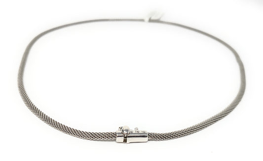 14k White Gold Mesh Necklace 18in | 13g