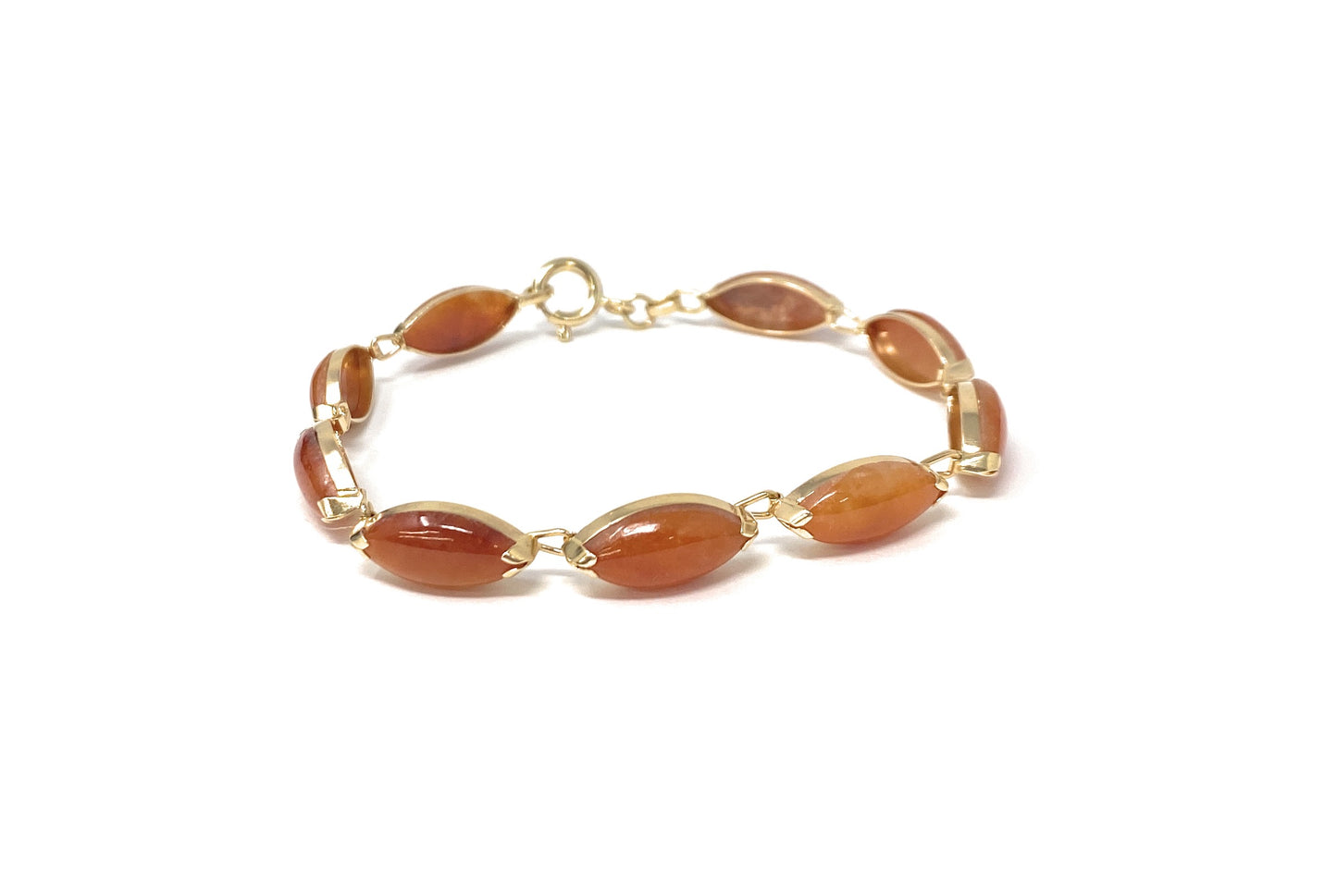 14k Brown Jade Bracelet 8.8g