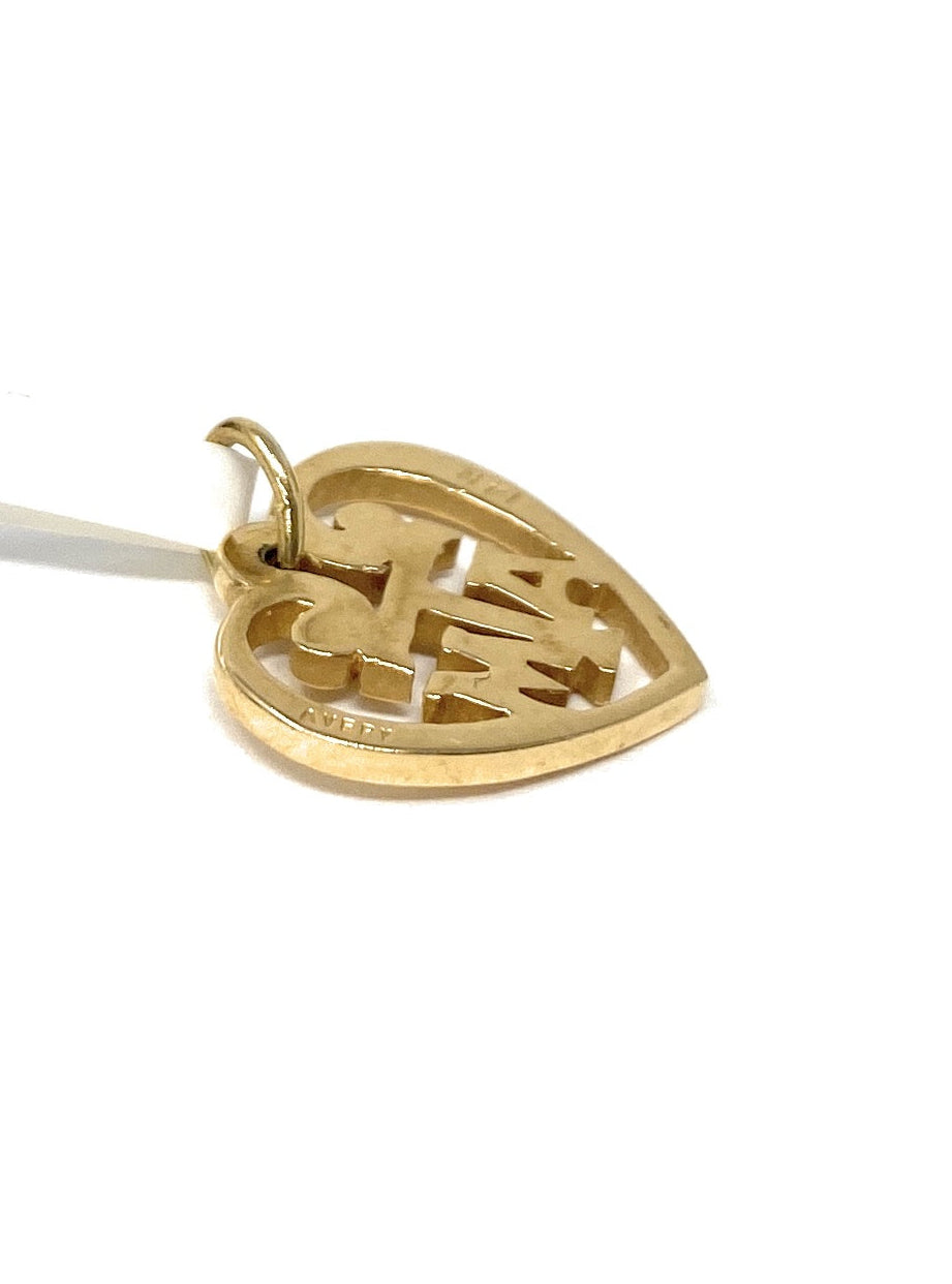 James Avery 14k Yellow Gold A&M Heart Pendant