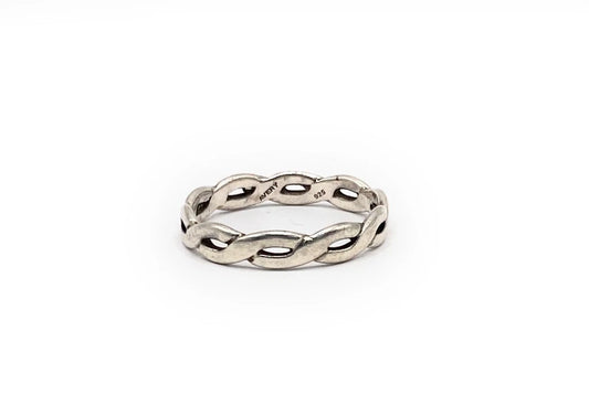 James Avery 925Woven Tresse Braided W/ Charm Loop Ring Band Size 7.5 Rare