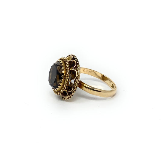 14k Smokes Topaz Ring  Size 6.5
