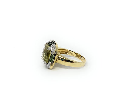 14k Multi Color Green Stone Ring Size 8