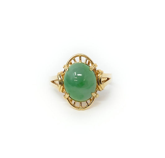14k Jade Ring Size 8