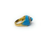 18k Turquoise & Diamond Cluster Ring Size 5.5