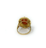 14k Coral & Diamond Ring  Size 7