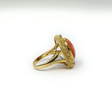 14k Coral & Diamond Ring  Size 7