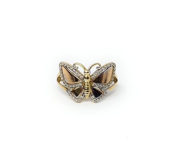 14k Butterfly Ring Size 7 - 7.5