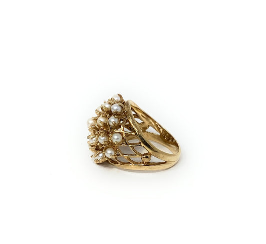 14k Pearl Cluster Ring Size 6