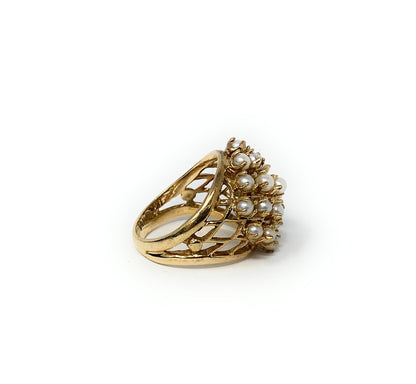 14k Pearl Cluster Ring Size 6