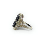 14k White Gold Black Stone Ring