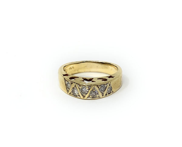 14k Celestial Ring with Diamonds Size 9