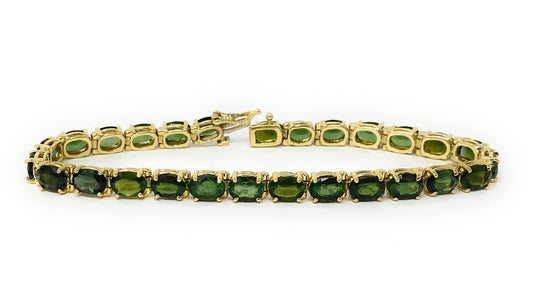14k Green Tourmaline Tennis Bracelet 17.9g