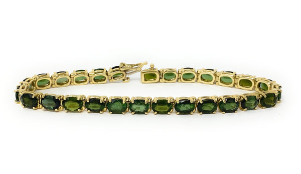 14k Green Tourmaline Tennis Bracelet 17.9g