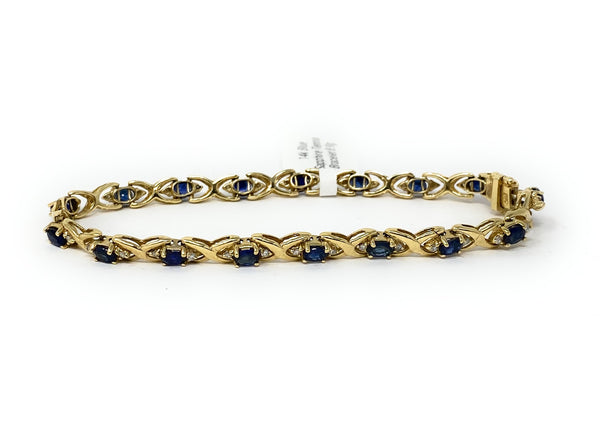 14k Blue Sapphire Tennis Bracelet 8.9g