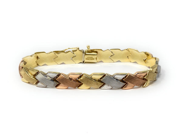 14k Tree Tone Bracelet 9.9g