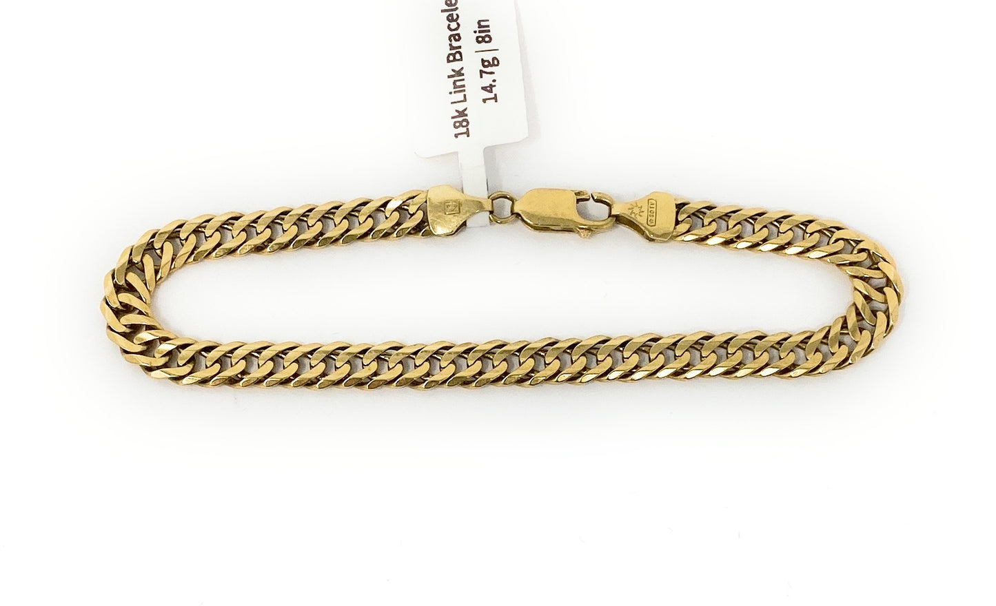 18k Curbed Link Bracelet 14.7g