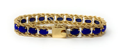 14k Rope Bracelet w/19 Blue Lapiz Stones 19g