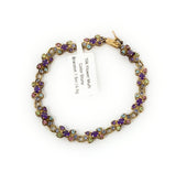 10k Flower Multi Color Stone Bracelet 7.5in 6.9g