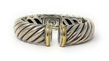 David Yurman 18k & 925 Sculpted Cable Hinged Bracelet