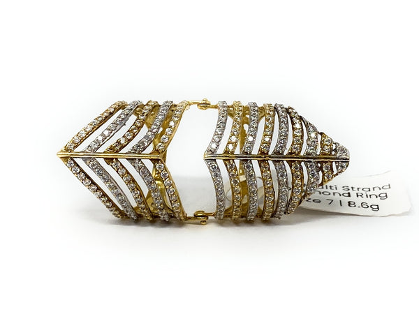 14k Multi-Strand Diamond Ring Size 7