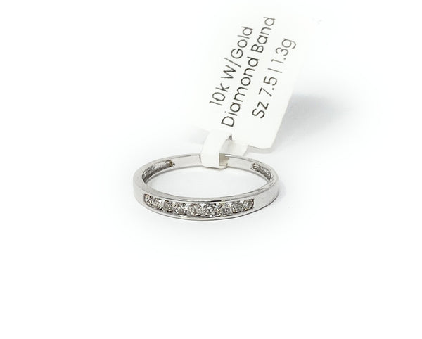 10k W/Gold Diamond Band Size 7.5 | 1.3g