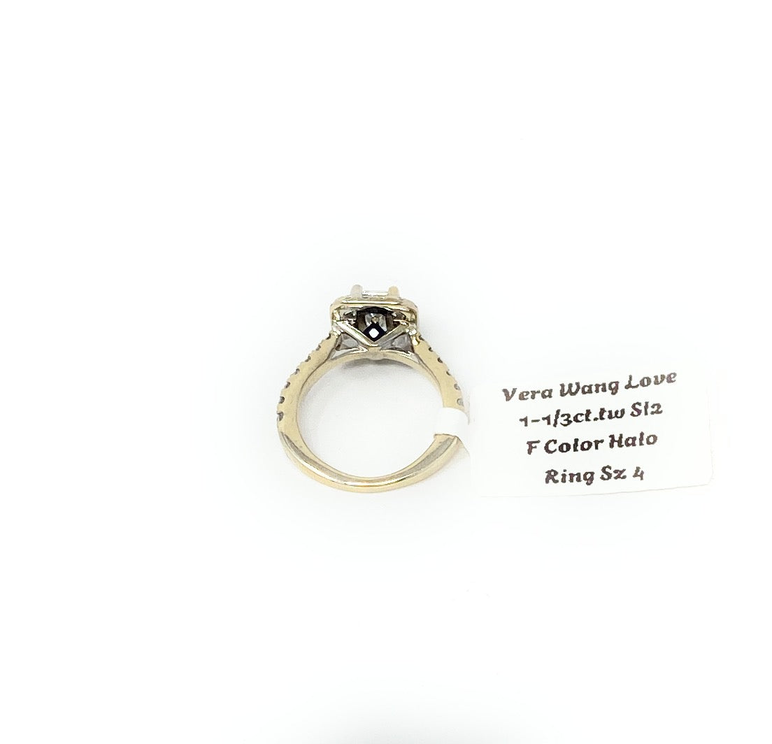 Vera Wang Love 14k 1-1/3ct.tw SI2 F Color Halo Ring Size 4