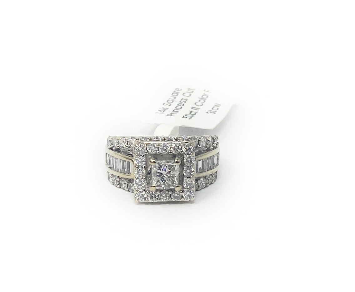 14k Square Princess Cut .50ct I1 Color F 3twc Size 5 | 8g