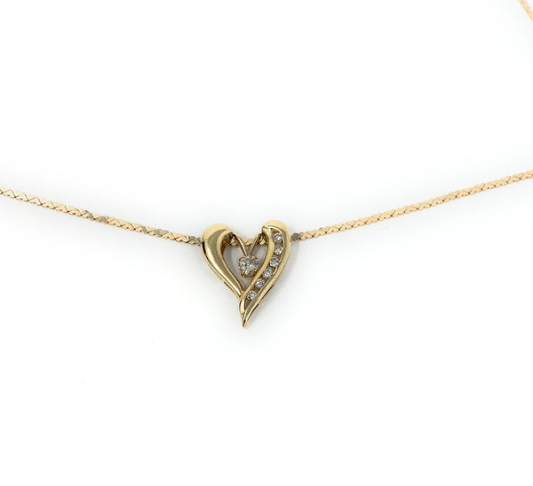 14k Necklace & Diamond Heart Pendant Set 5.7g