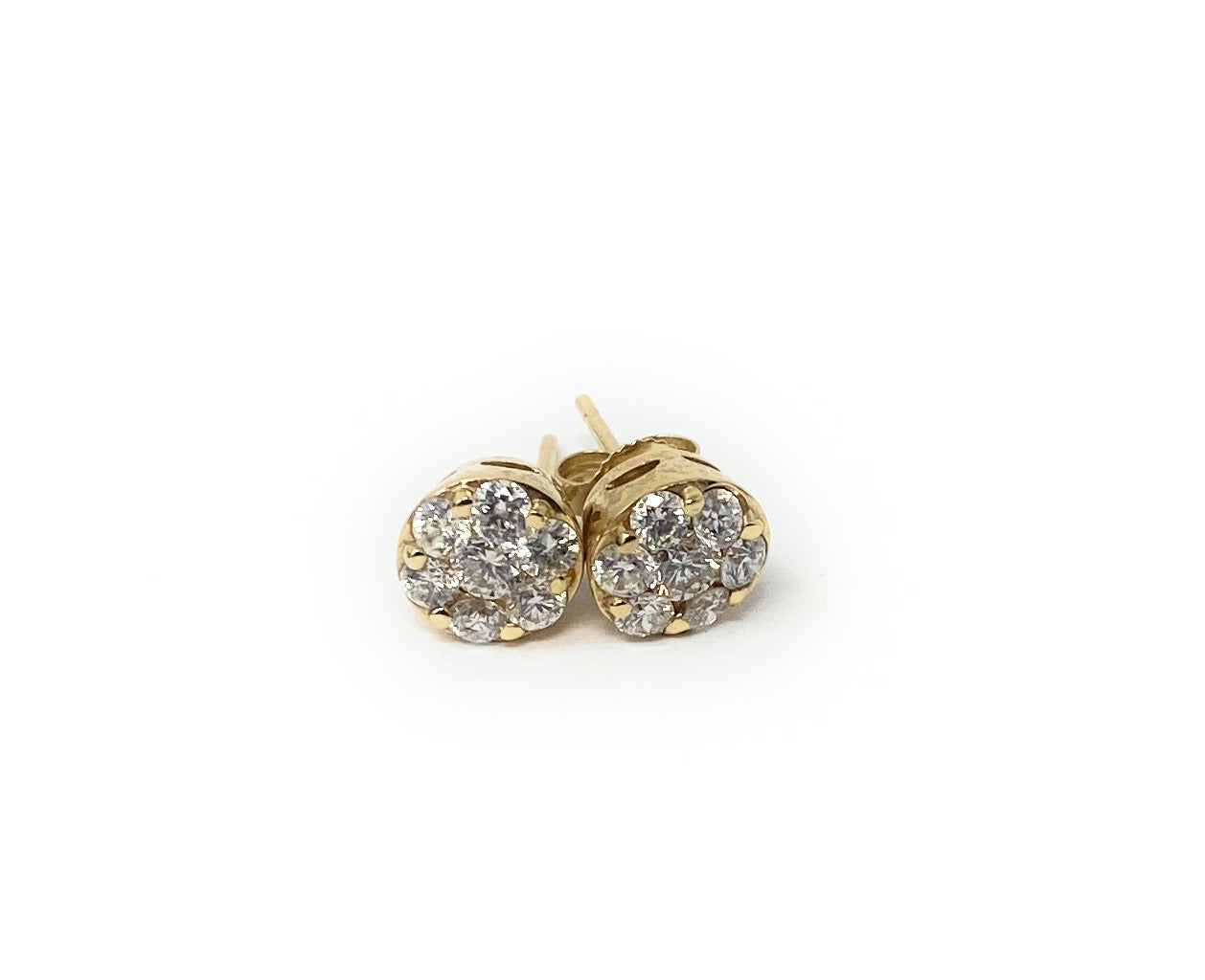 14k Diamond Chip Flower Earrings 1.5g