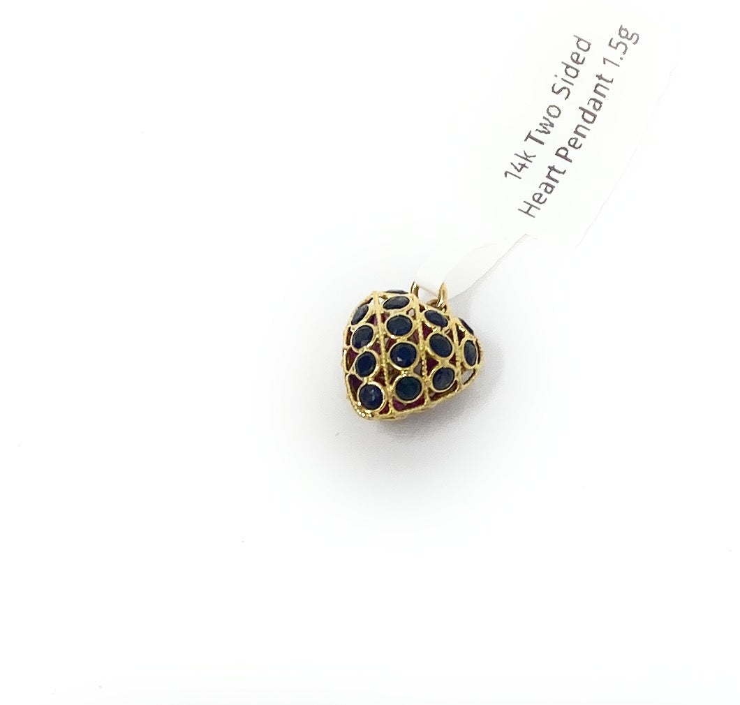 14k Two Sided Heart Pendant 1.5g
