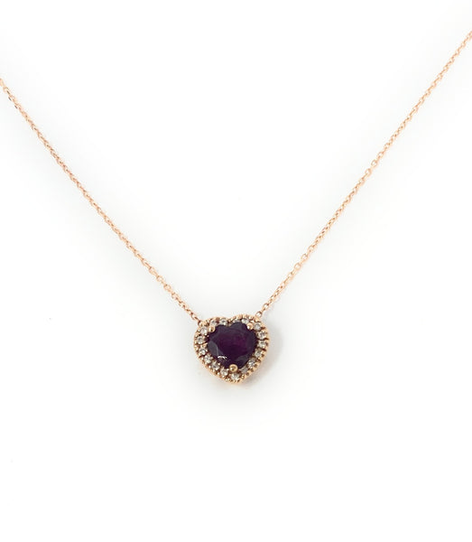 14k Diamond & Garnet Pendant Necklace 2.1g
