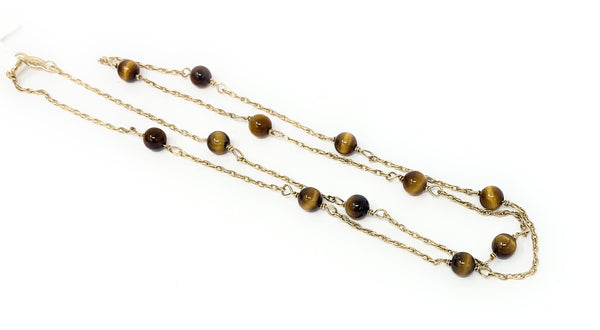 14k Tiger Eye Necklace 2.5g