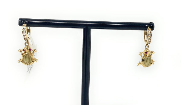 14k Frog Drop Huggies