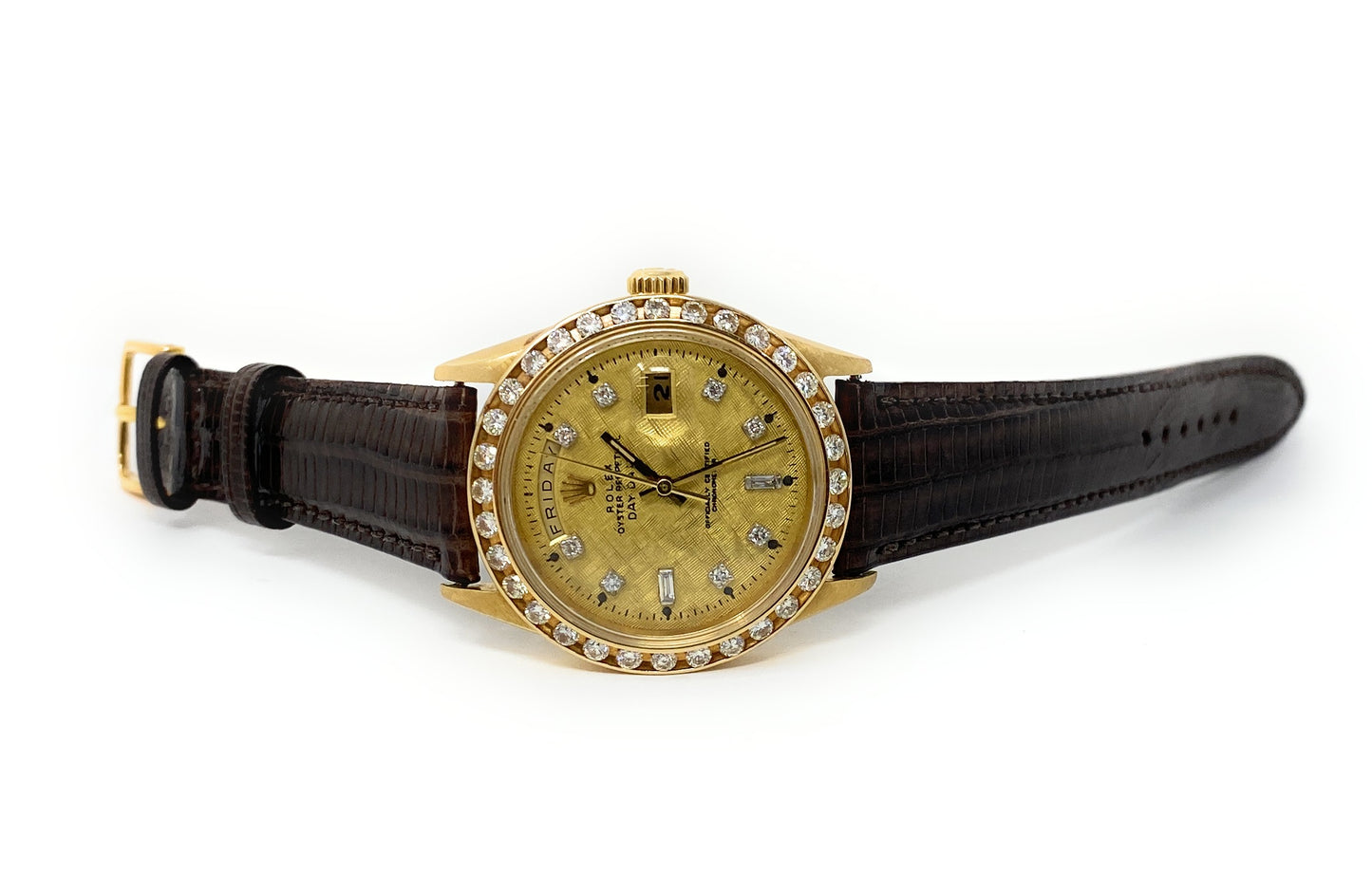 Rolex 18k Oyster Perpetual 1958 938008 Diamond Bezel