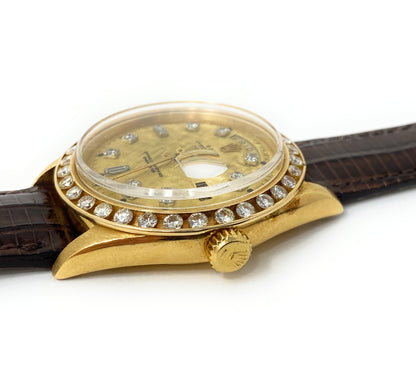 Rolex 18k Oyster Perpetual 1958 938008 Diamond Bezel
